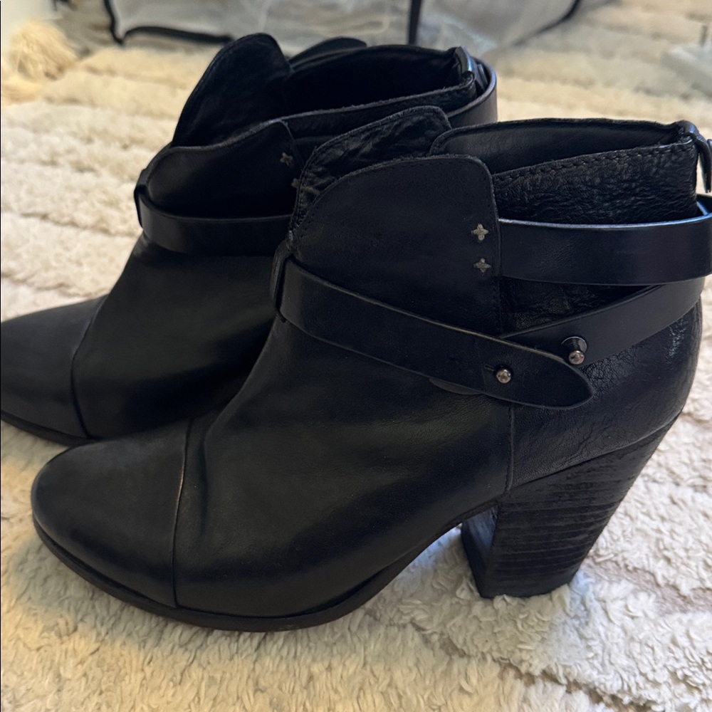 Black Ankle Boots with Strap Detail